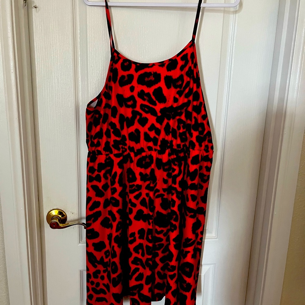 Red leopard print dress